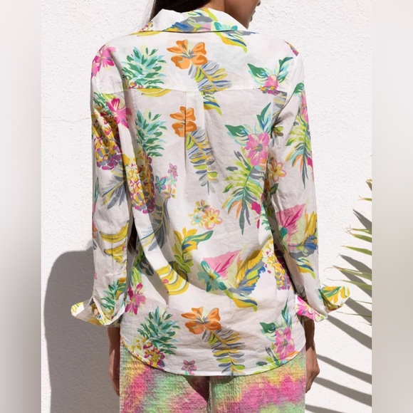 LE SUPERBE Tropi Cali Fruit Salad Ex-Boyfriend Long Sleeve Shirt Women’s, Size 6 Tops